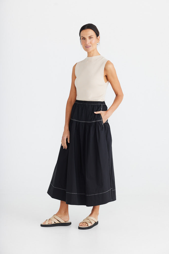 Brave + True Alias Pleated Skirt in Black