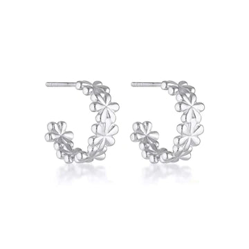 Daisy Hoop Earrings - Sterling Silver