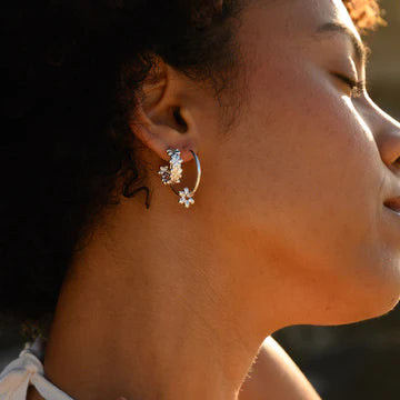 Daisy Hoop Earrings - Sterling Silver