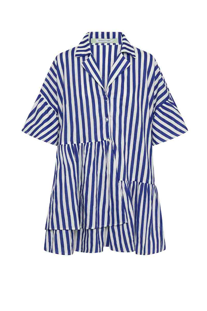 Genoa Dress - Royal/White Stripe