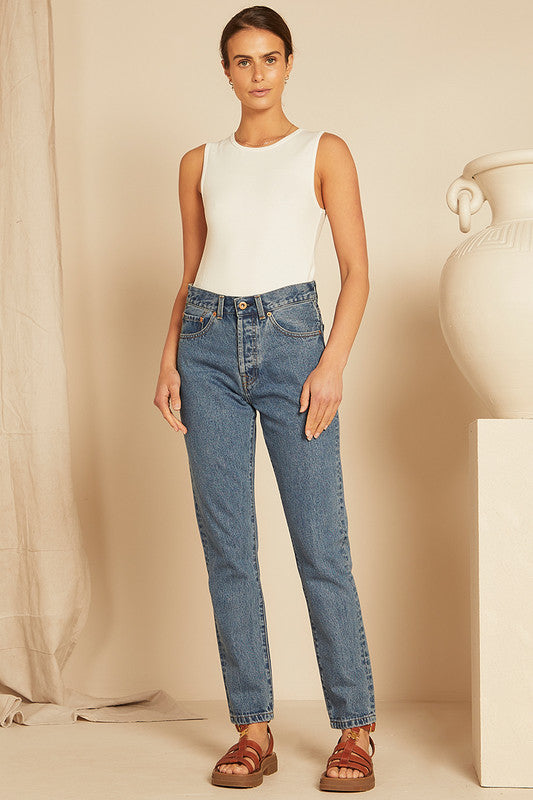 Slim Mum Jean - Mid Blue