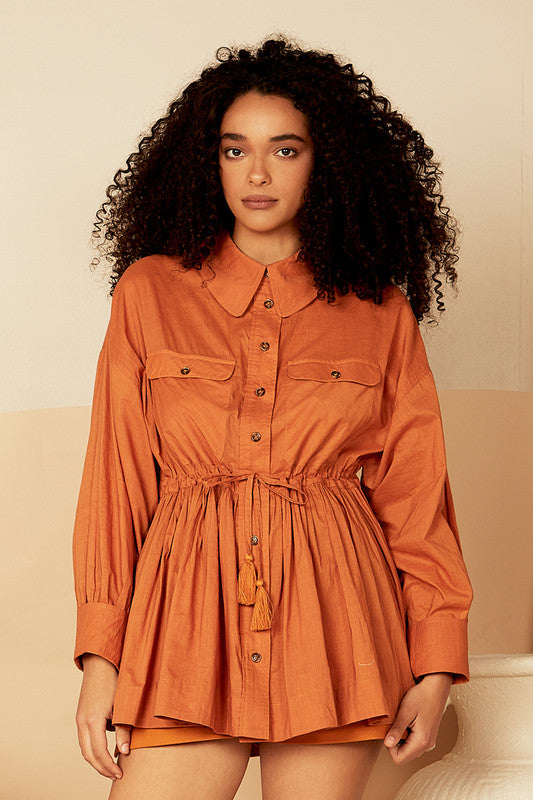 Cinched Waist Shirt - Spice