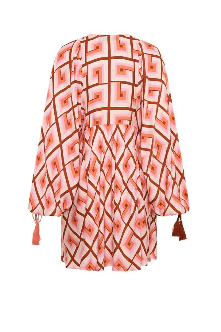 Geo Smock Mini Dress - Coral Hues