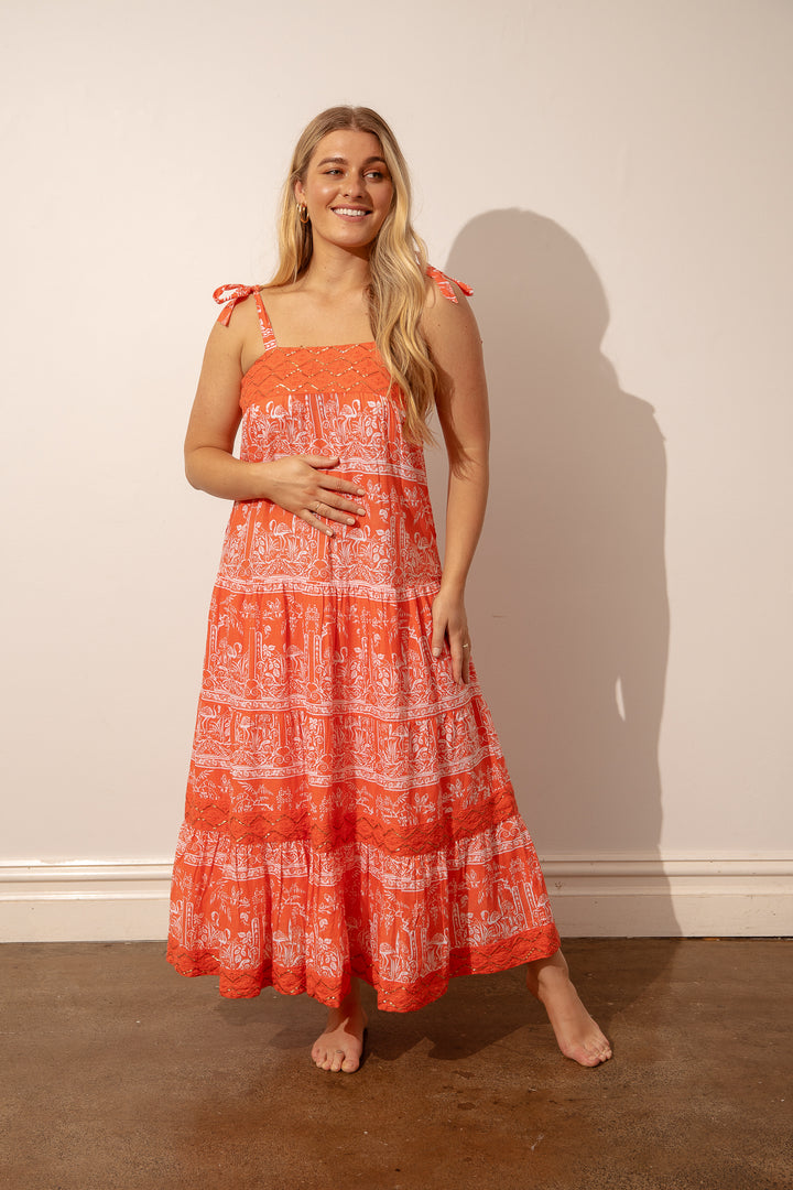 Mystic Violet Maxi Dress - Orange