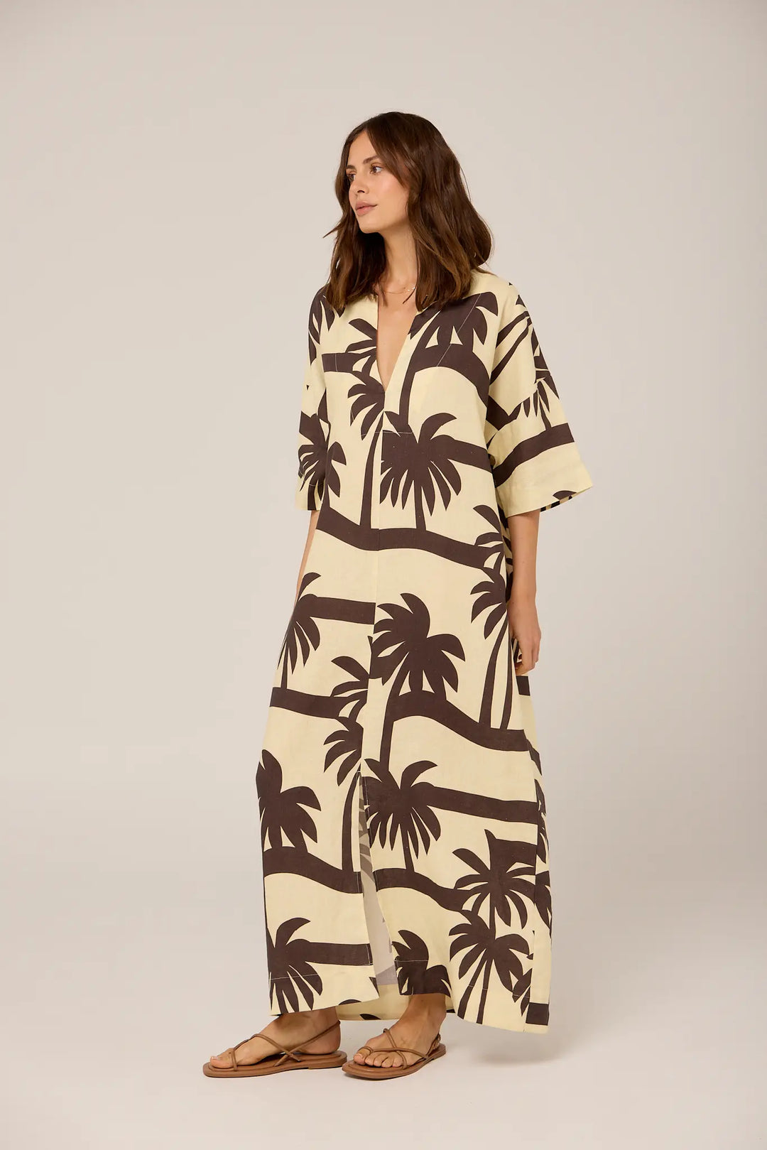 Tulum Maxi Dress - Cocoa Palma Print