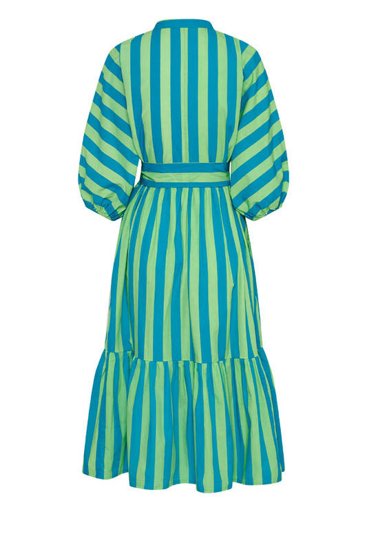 Dolman Shirt Dress - Azure/Fern Stripe