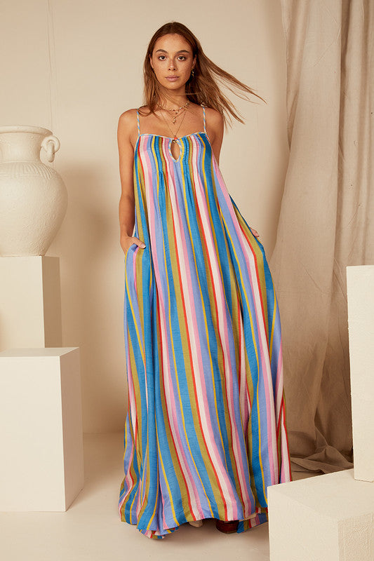 Rainbow Stripe Slip Dress