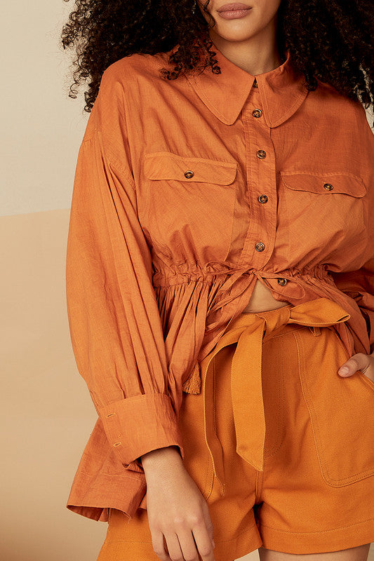 Cinched Waist Shirt - Spice