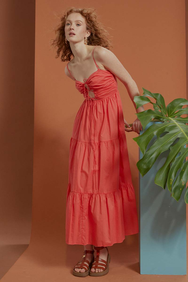 Halter Party Dress - Rhubarb