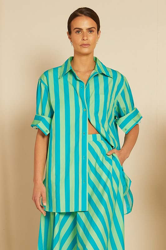 Classic Shirt - Azure/Fern Stripe