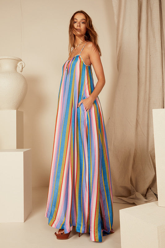 Rainbow Stripe Slip Dress