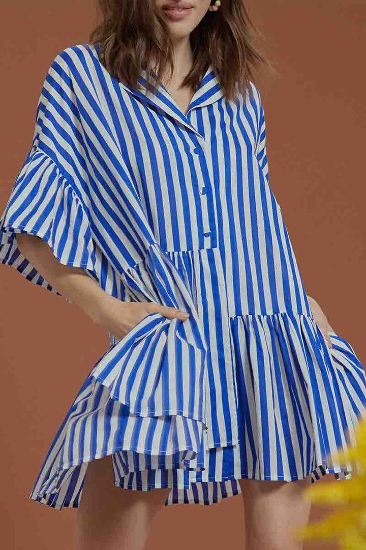 Genoa Dress - Royal/White Stripe