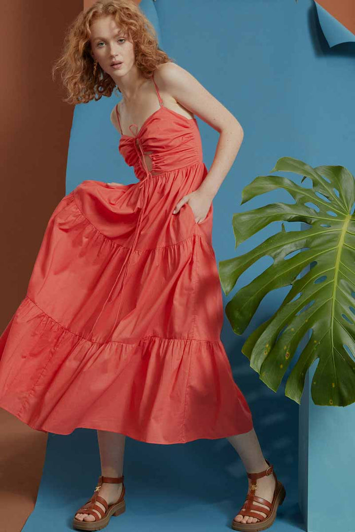 Halter Party Dress - Rhubarb