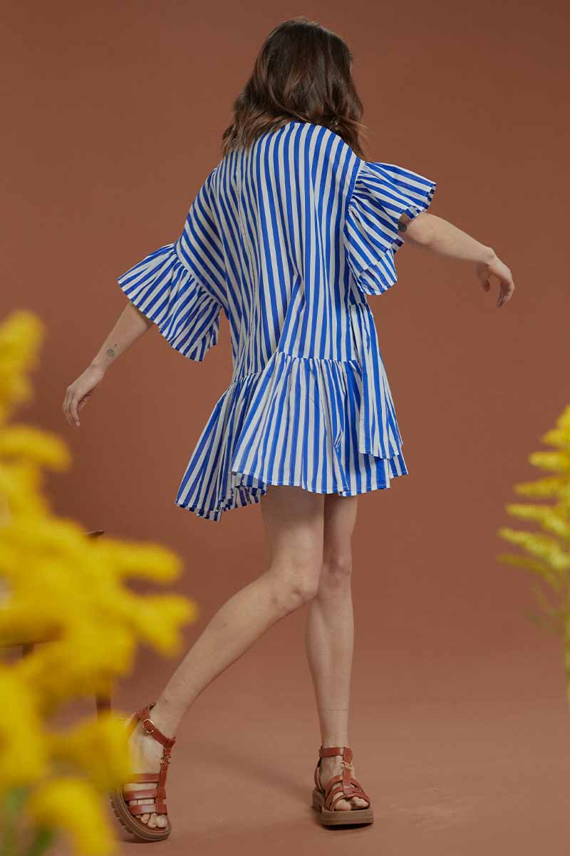 Genoa Dress - Royal/White Stripe