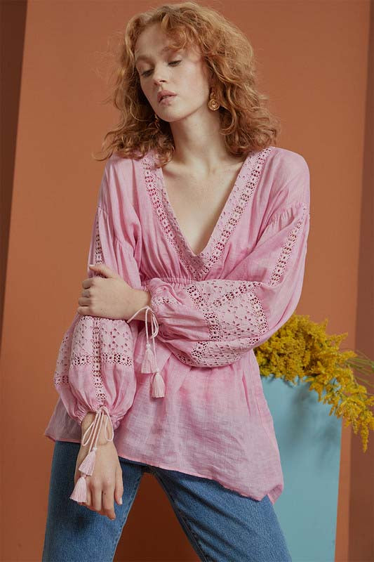 Billow Sleeve Top - Pink Oyster