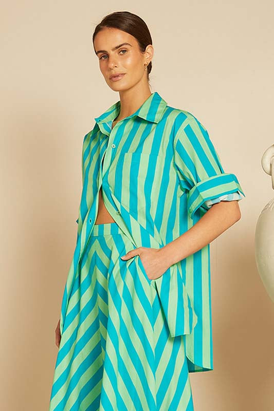 Classic Shirt - Azure/Fern Stripe