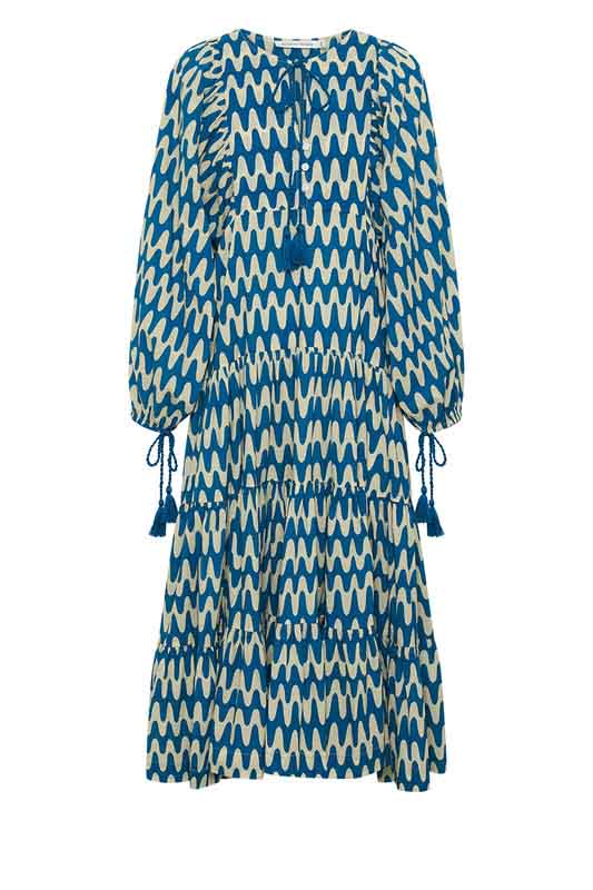 Boho Midi Dress - Blue Wave