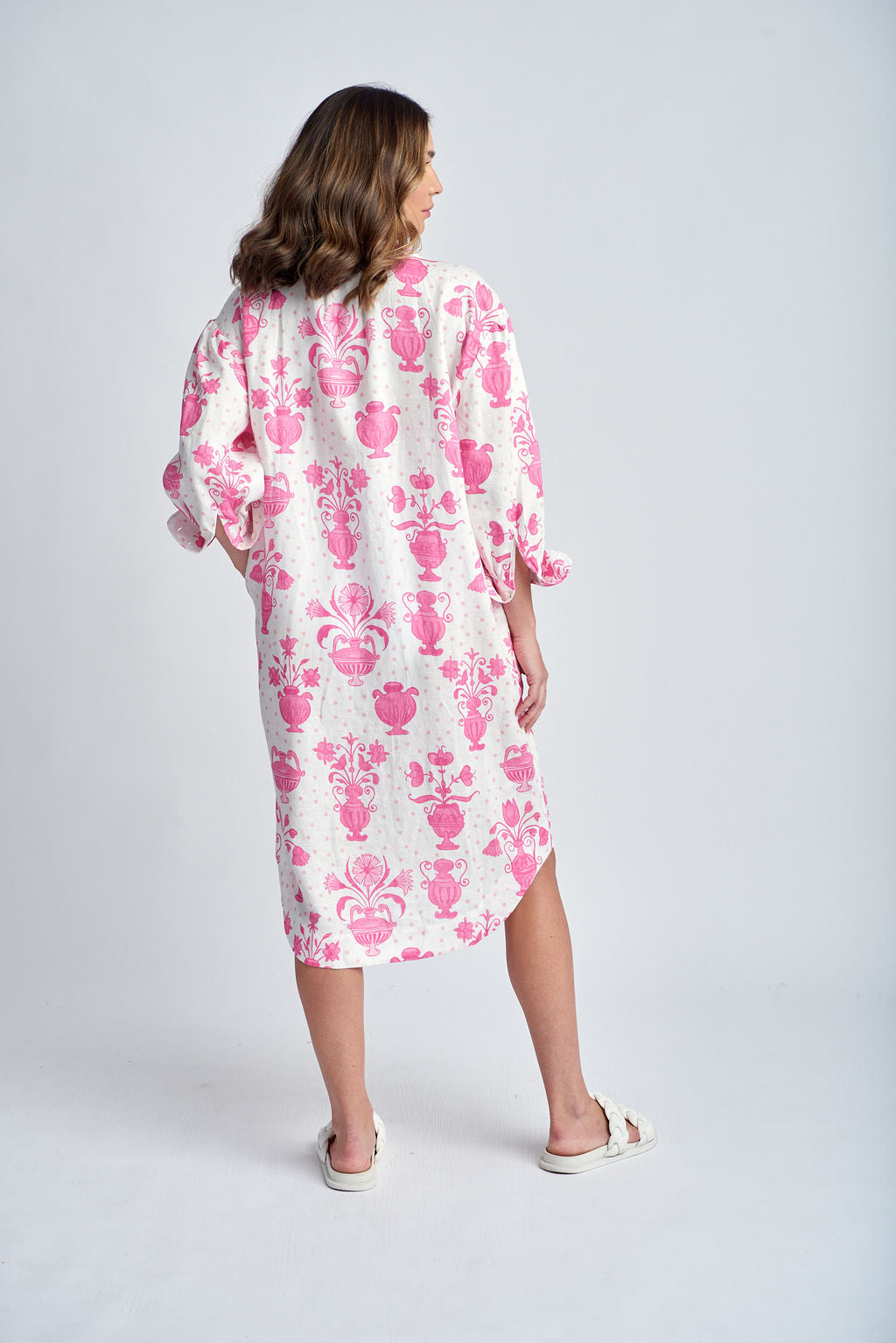 Relaxed Shirt Dress - Pink Print