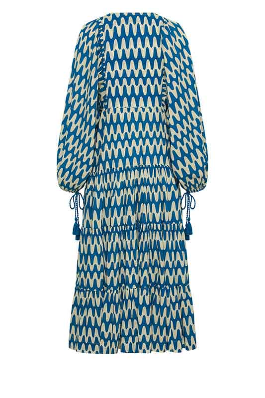 Boho Midi Dress - Blue Wave