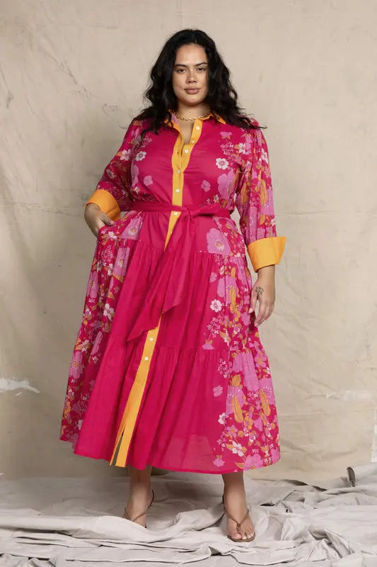 Hera Drop Waist Dress - Fuchsia