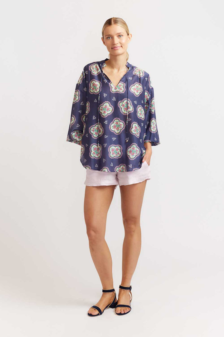 Edie Top - Mosaic Navy