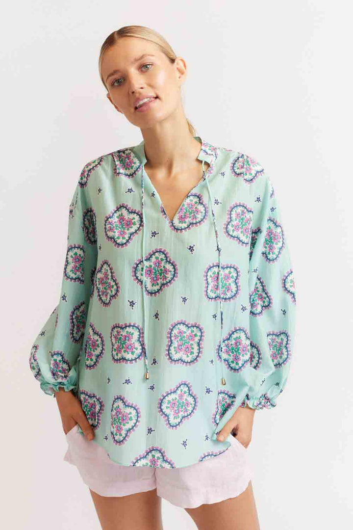 Edie Top - Mosaic Pale Blue