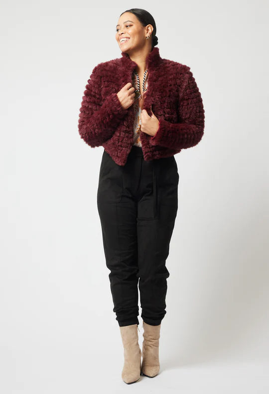 Altair Faux Fur Bomber Jacket - Scarlet