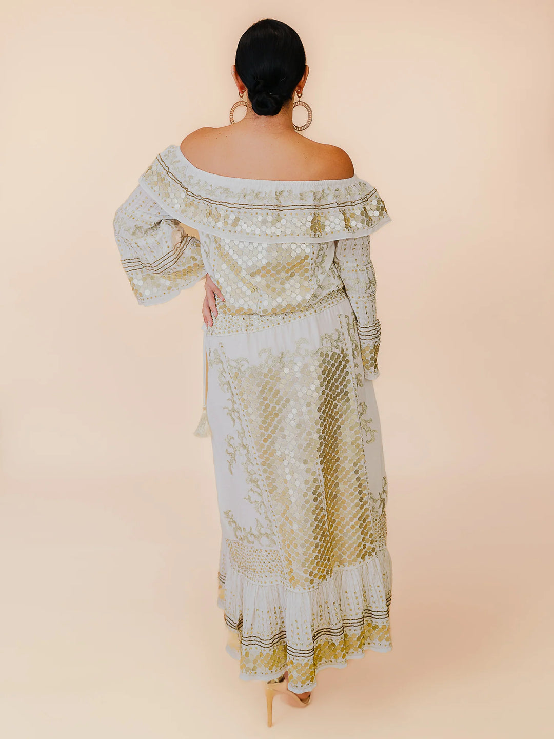 Kali Embellished Off Shoulder Top - Ivory