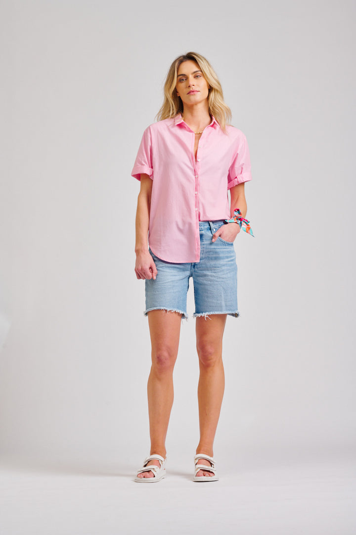 The Annie Short Sleeve Shirt - Powder Pink