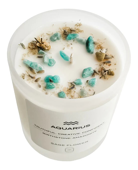 Zodiac Series Crystal Infused Candle - Aquarius