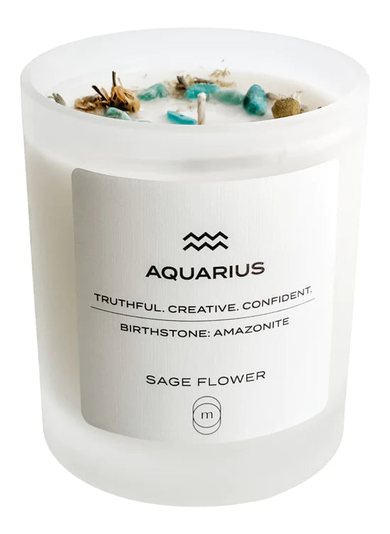 Zodiac Series Crystal Infused Candle - Aquarius