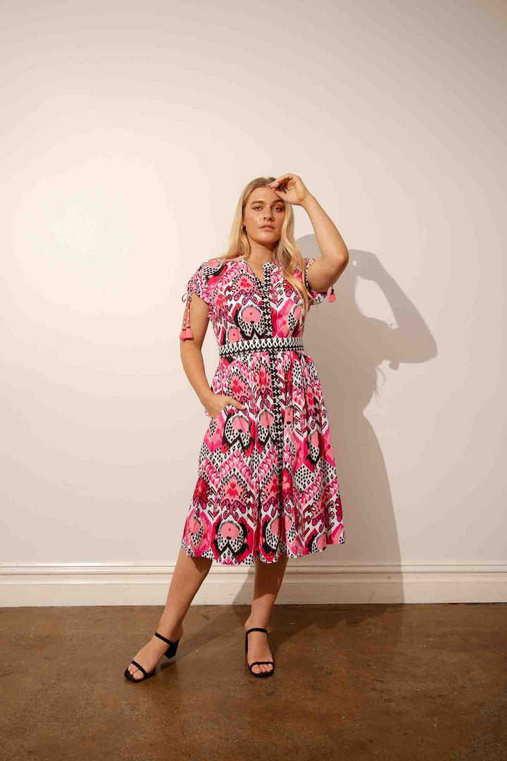 Ikat Midi Dress - Pink