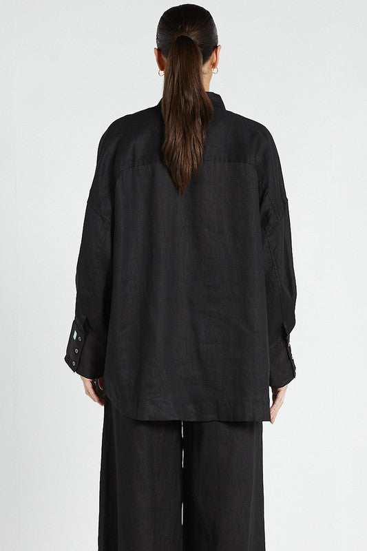 Oversized Shirt - Black Linen