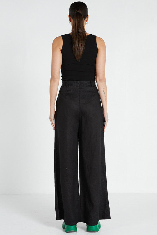 Tailored Pant - Black Linen