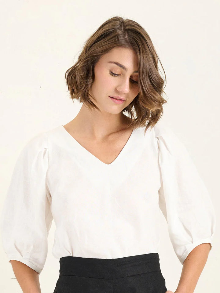 Balloon Sleeve Top - Ivory