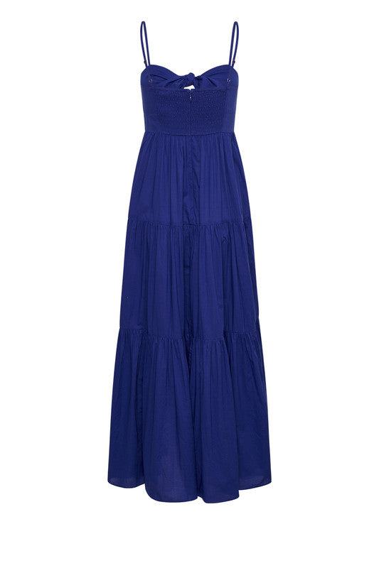 Tie Front Tiered Midi Dress - Ultraviolet