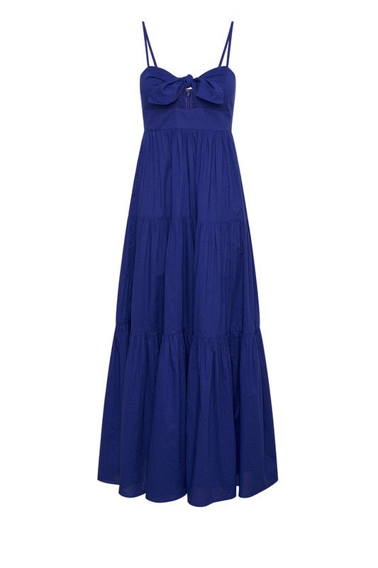 Tie Front Tiered Midi Dress - Ultraviolet