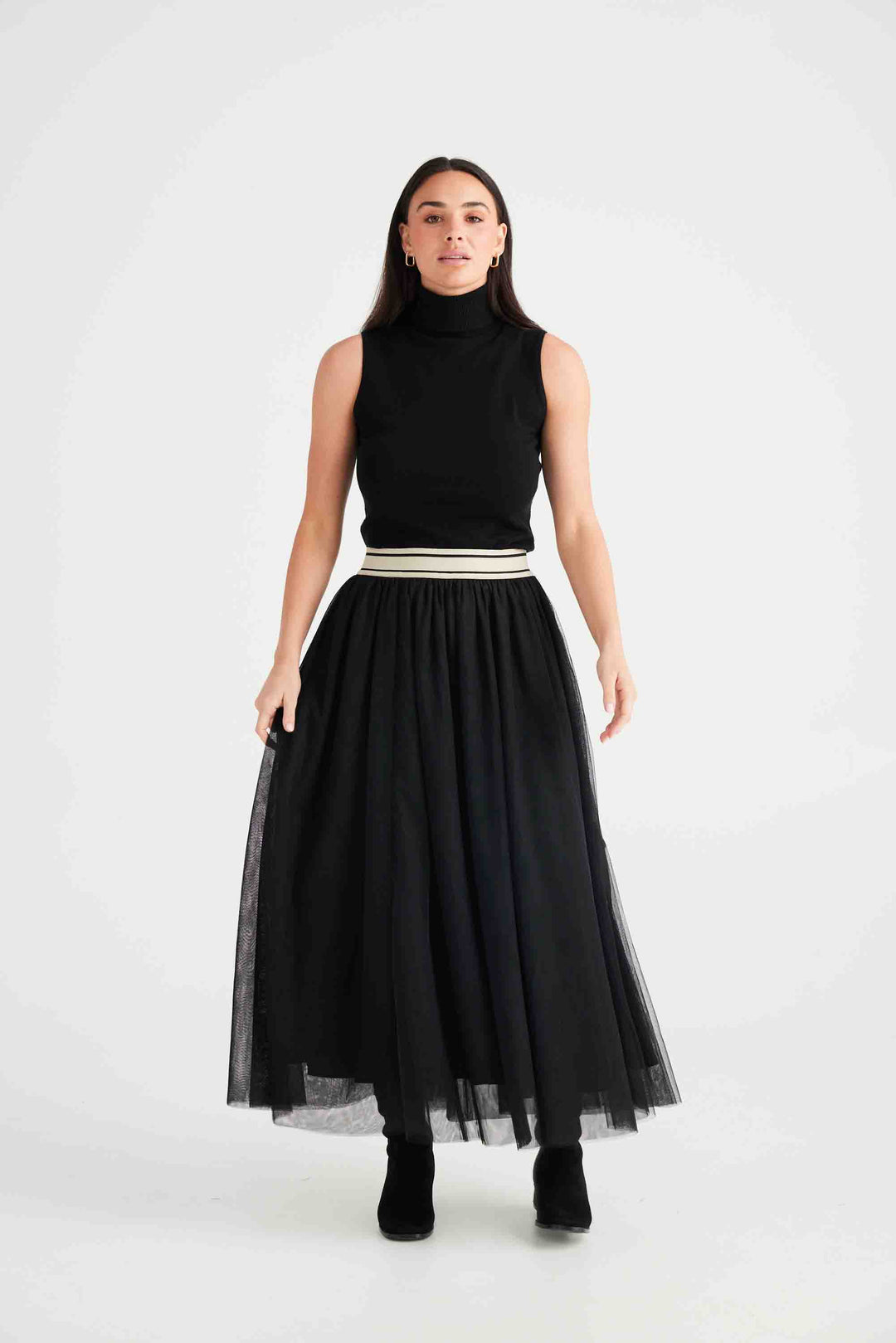 Carrie Skirt - Black (with Stripe)