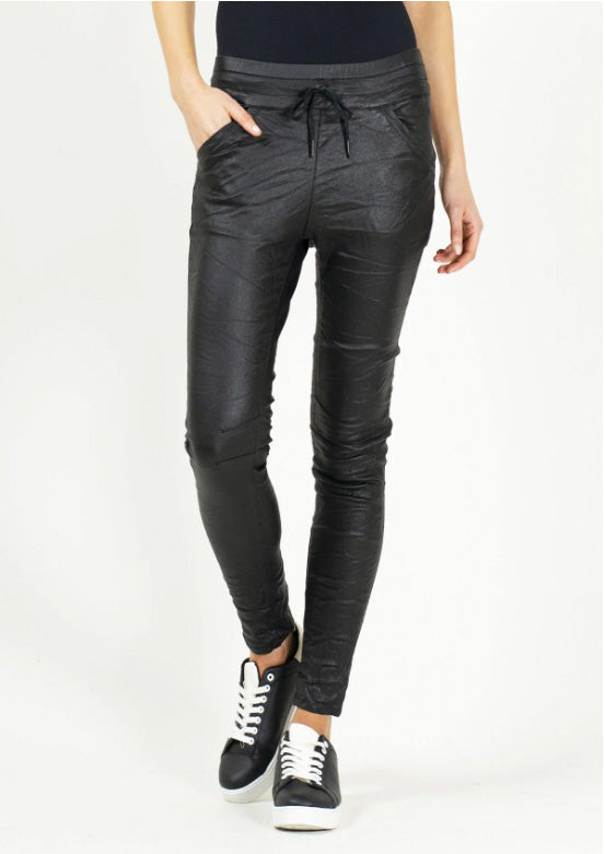 Black Silverbell Coated Pant