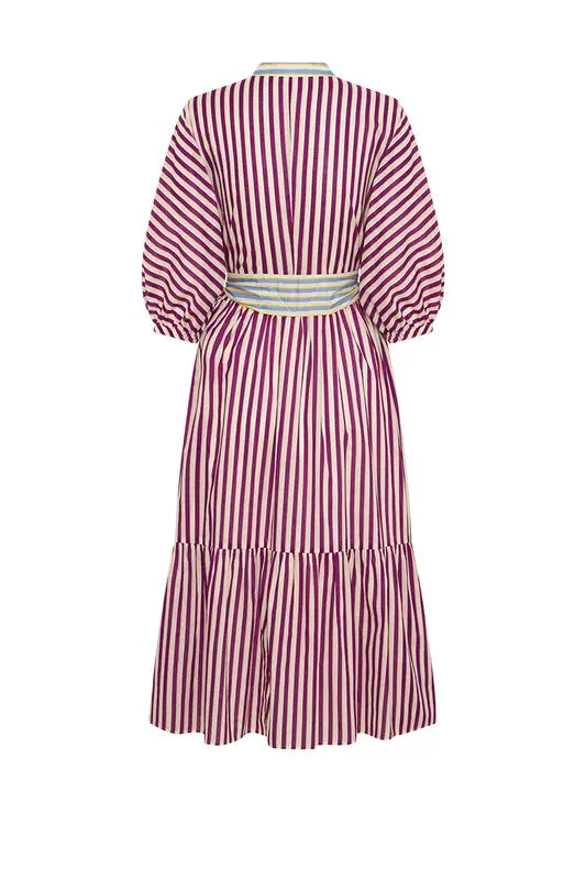 Dolman Shirt Dress - Grape Stripe