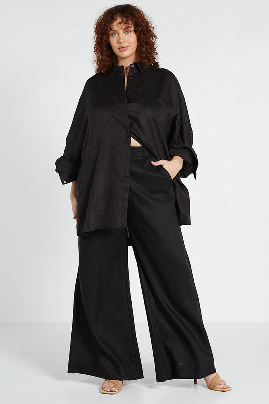 Tailored Pant - Black Linen