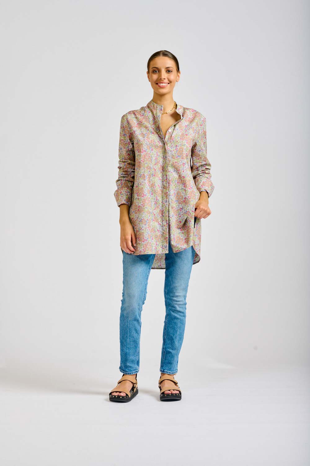 The Claudia Grandpop Shirt - Floral