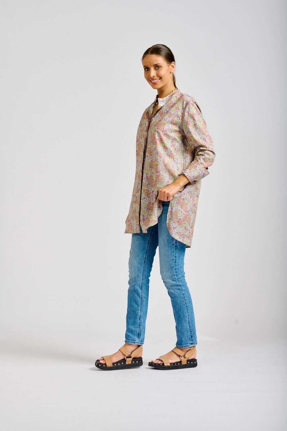 The Claudia Grandpop Shirt - Floral