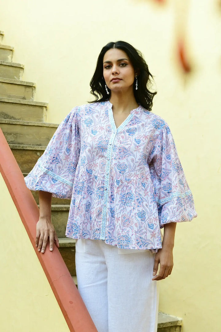 Blossom Shirt - Blue Beige