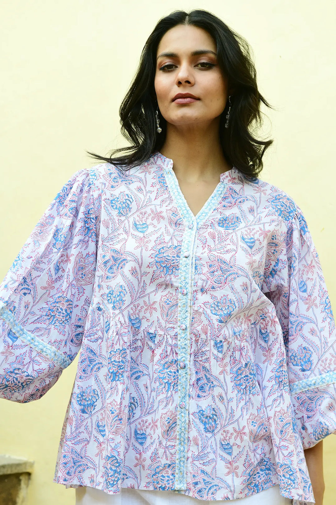 Blossom Shirt - Blue Beige