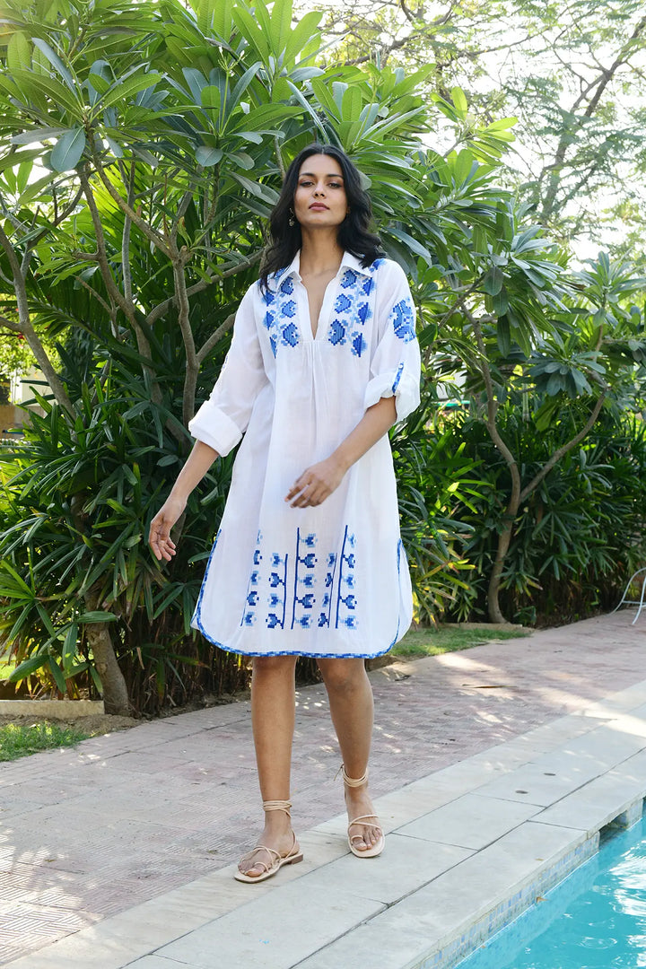 Paros Shirt Dress - Blue