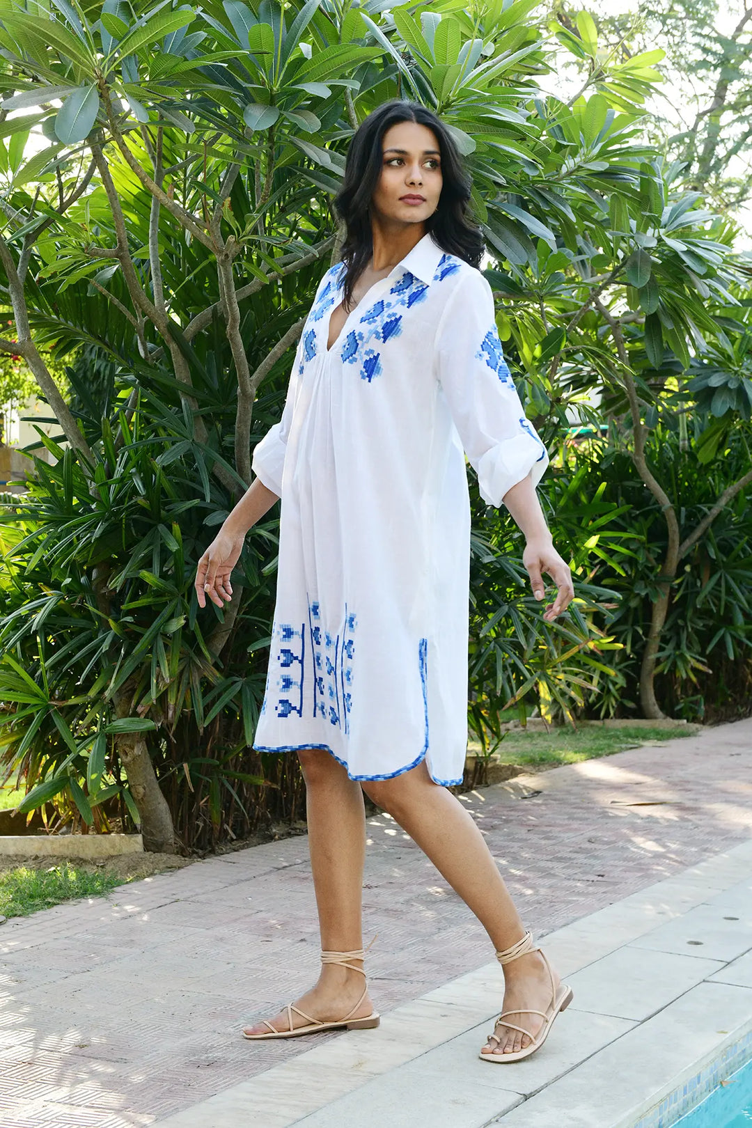 Paros Shirt Dress - Blue