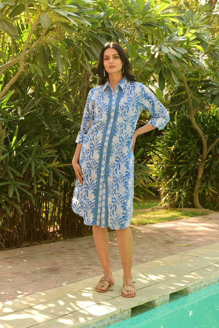 Lamu Shirt Dress - Blue