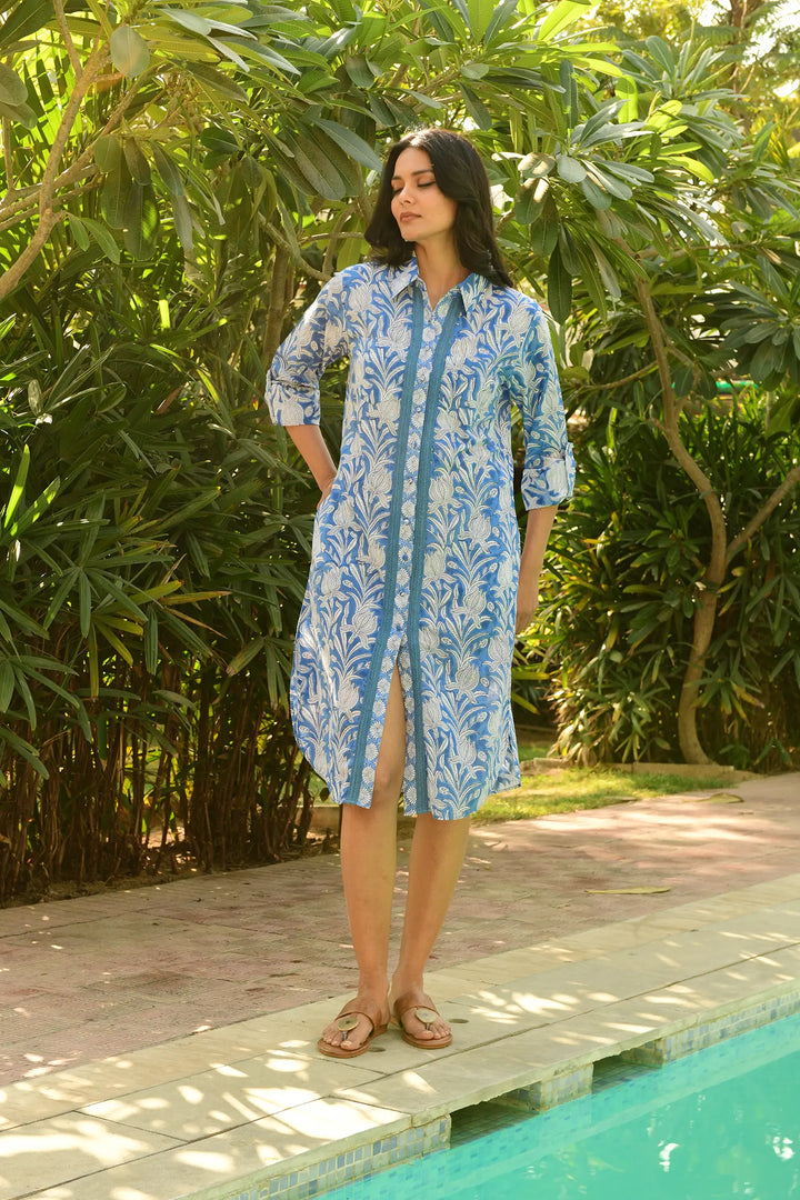 Lamu Shirt Dress - Blue