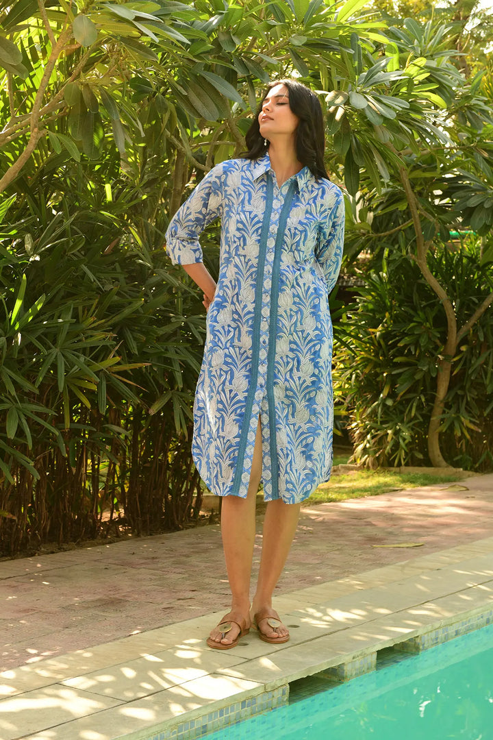 Lamu Shirt Dress - Blue